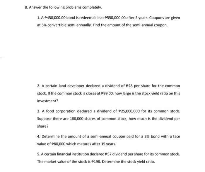 Solved B. Answer The Following Problems Completely 1. Tim | Chegg.com