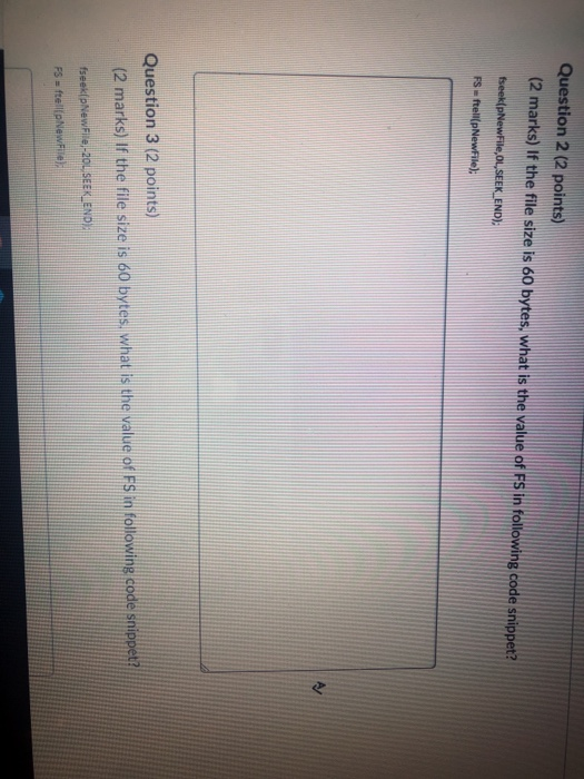 Solved Question 2 (2 points) (2 marks) If the file size is | Chegg.com