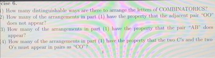 Solved How many distinguishable ways are there to arrange | Chegg.com