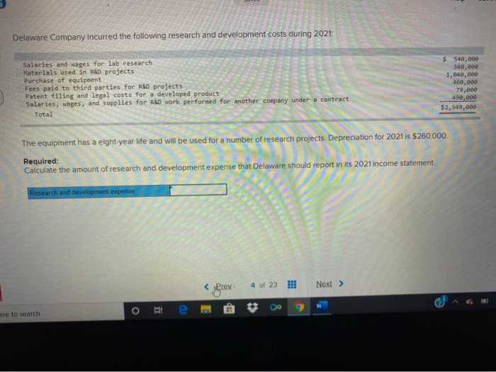 Solved Delaware Company Incurred The Following Research And | Chegg.com