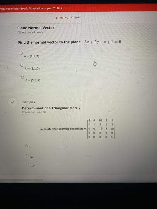 Solved Angle Between Two Planes Choose One 4 Points Given | Chegg.com