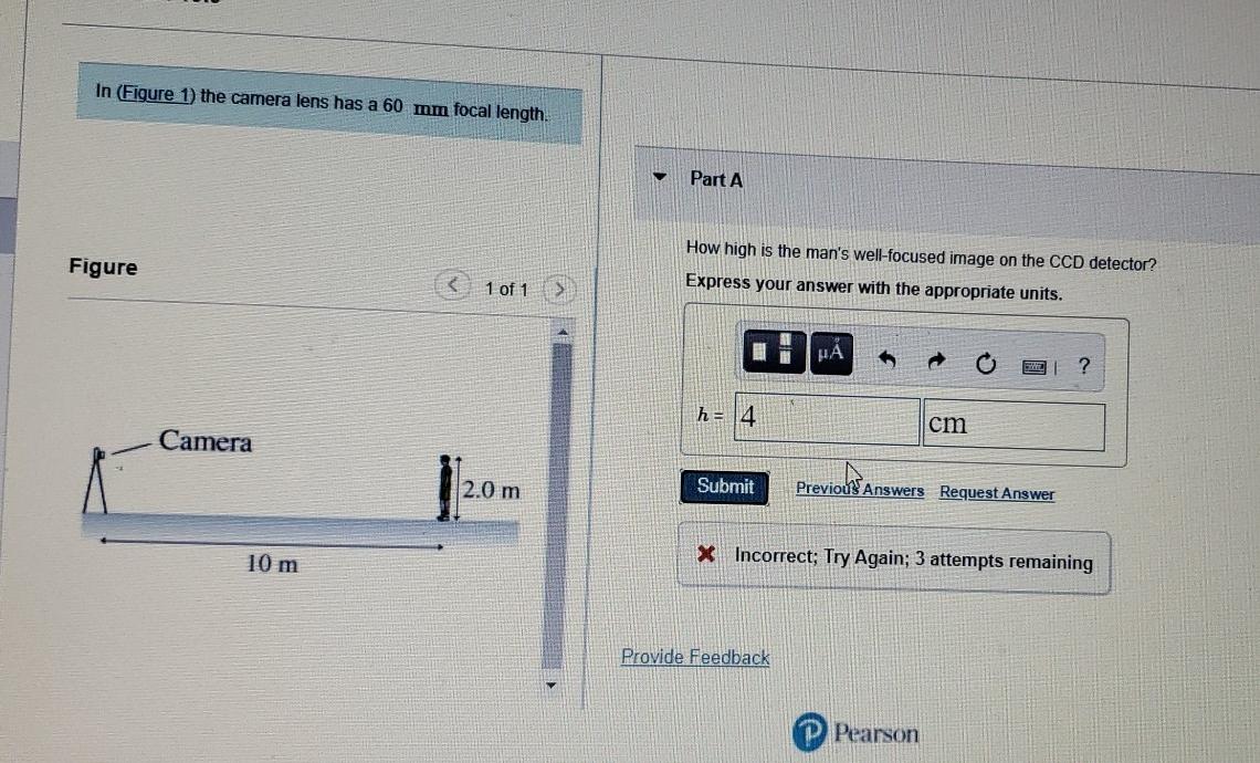 Solved Problem 19.9 In (Figure 1) the camera lens has a 60 | Chegg.com