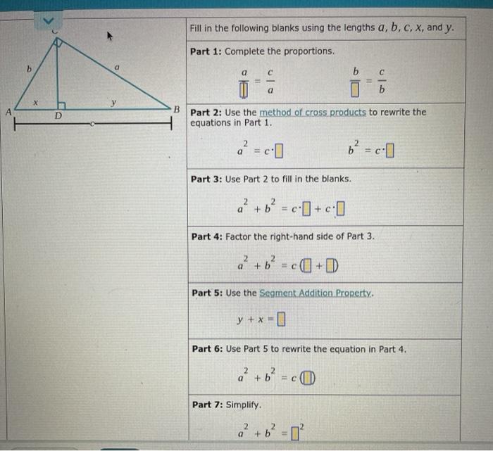 Solved Fill In The Following Blanks Using The Lengths A, B, | Chegg.com