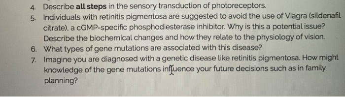 Solved 4. Describe all steps in the sensory transduction of | Chegg.com