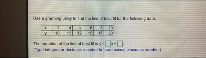 Solved Use a graphing utility to find the line of best fit | Chegg.com