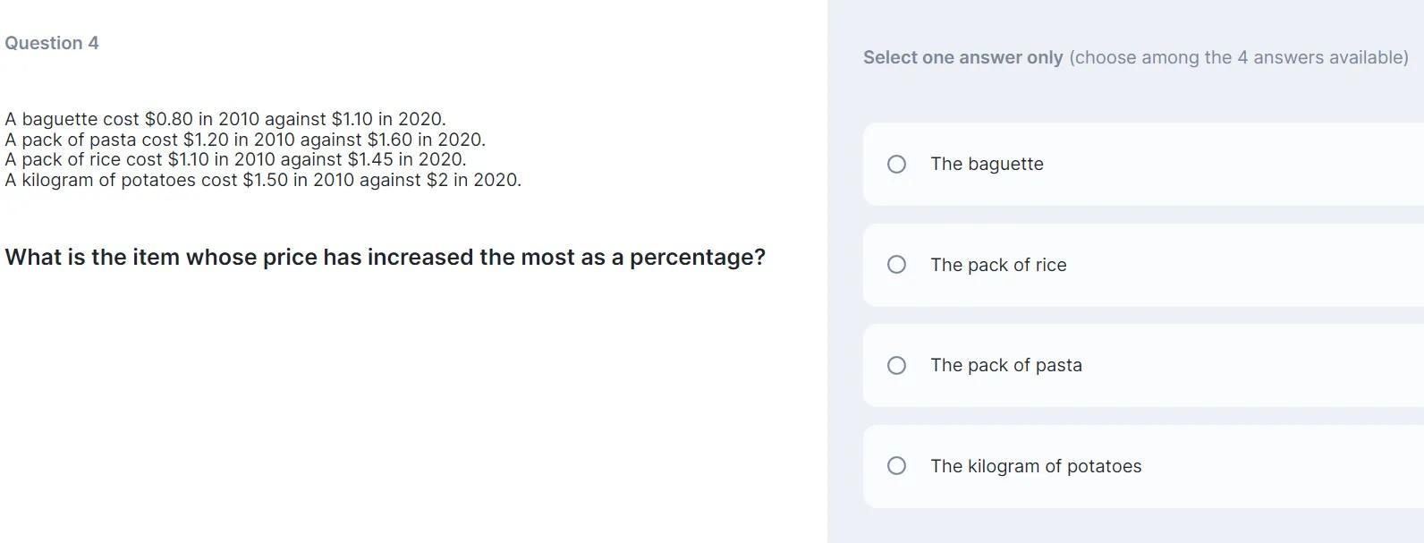 Solved Question 4 Select one answer only (choose among the 4 | Chegg.com
