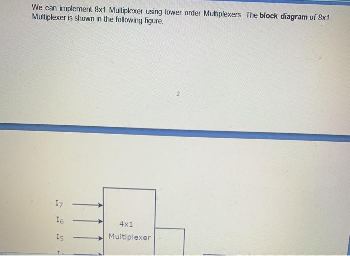 Solved We can implement 8x1 Multiplexer using lower order | Chegg.com