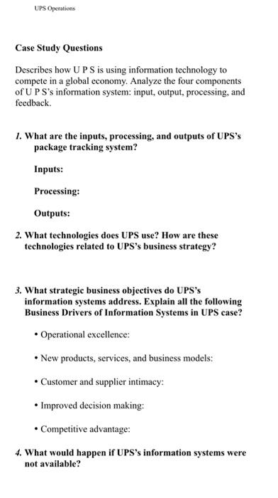 ups case study questions and answers