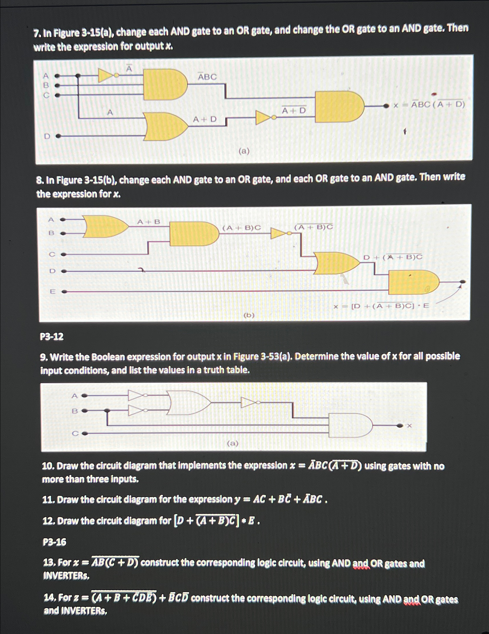 In Figure 3-15(a), ﻿change each AND gate to an OR | Chegg.com