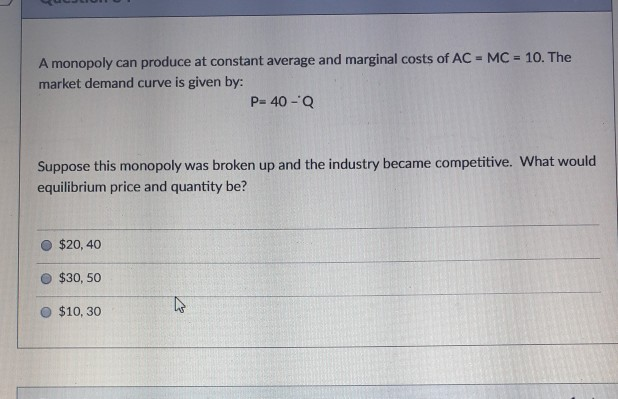 Solved A monopoly can produce at constant average and | Chegg.com