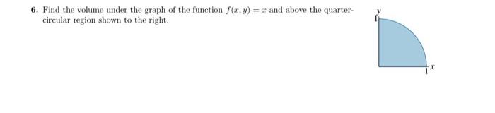 Solved 6. Find the volume under the graph of the function | Chegg.com