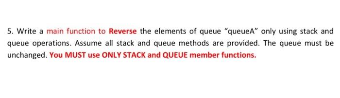 Solved 5. Write a main function to Reverse the elements of | Chegg.com