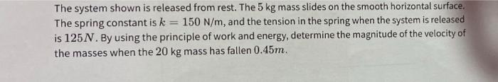 Solved The system shown is released from rest. The 5 kg mass | Chegg.com