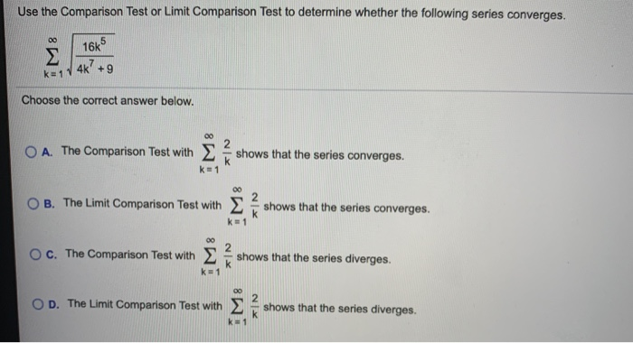 solved-use-the-comparison-test-or-limit-comparison-test-to-chegg