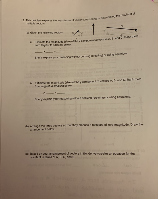 Vector Component World Problems Solved 2. This problem explores the importance of vector | Chegg.com