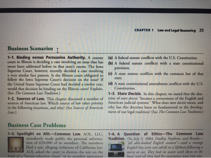 CHAPTER 1 Law and Legal Reasoning 25 state. Business