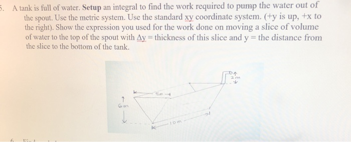 Work Integral Tank Example Problems Solved 5. A tank is full of water. Setup an integral to find | Chegg.com