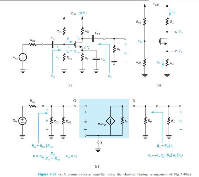 Solved D7.37 Design the bias circuit in Fig.7.55(b) for the | Chegg.com