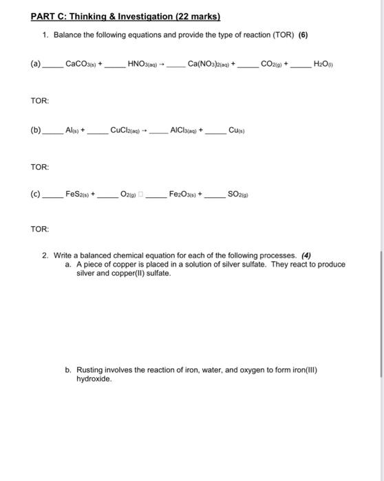 Solved PART C: Thinking & Investigation (22 marks) 1. | Chegg.com