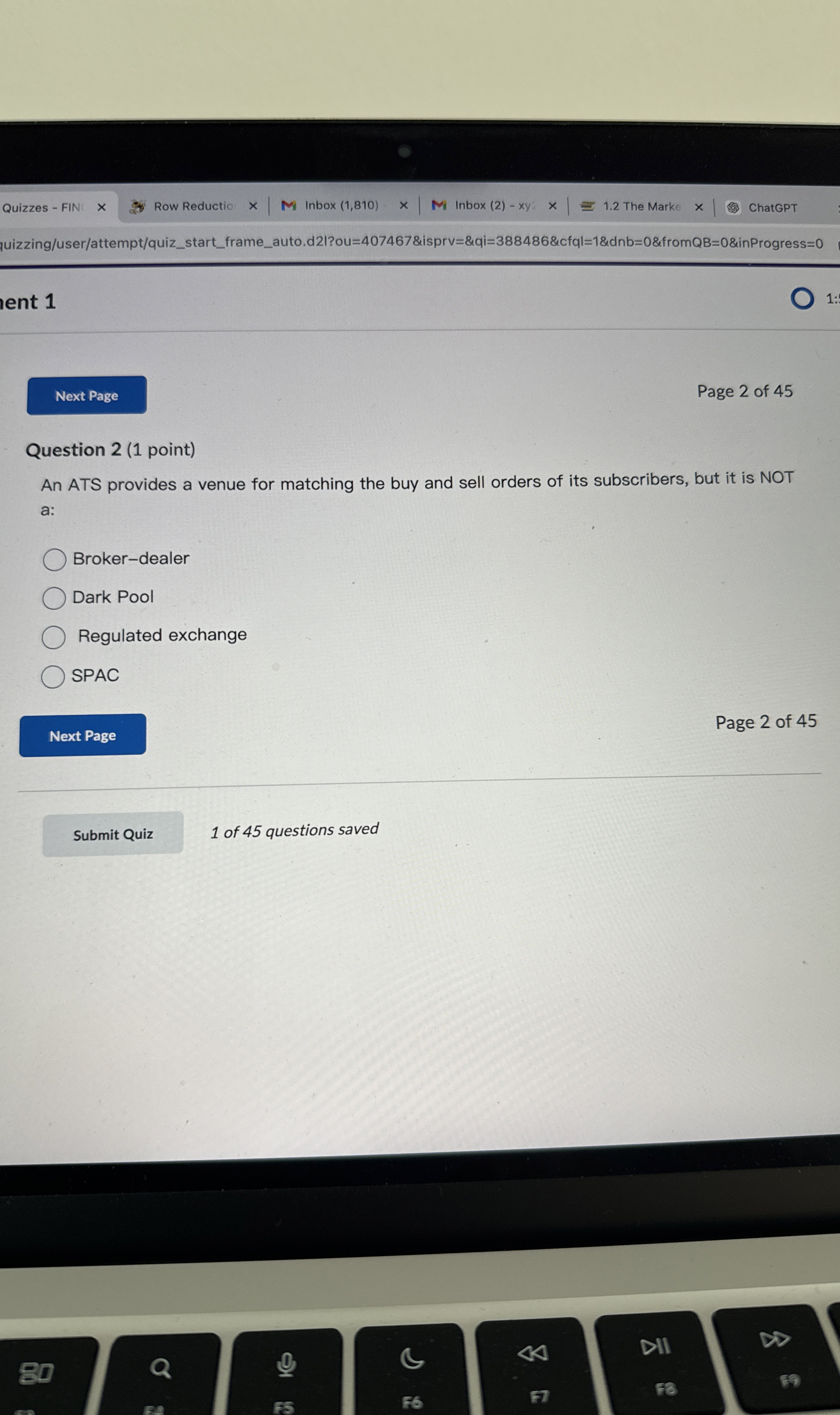 Solved Question 2 (1 ﻿point)An ATS provides a venue for | Chegg.com