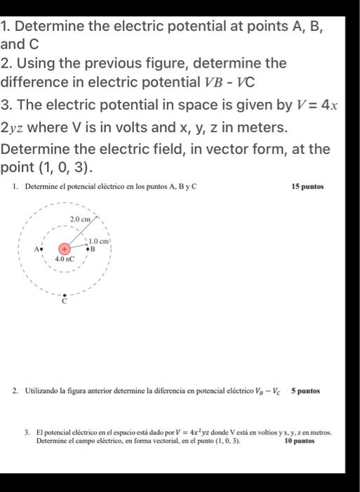 Solved 1. Determine The Electric Potential At Points A, B, | Chegg.com