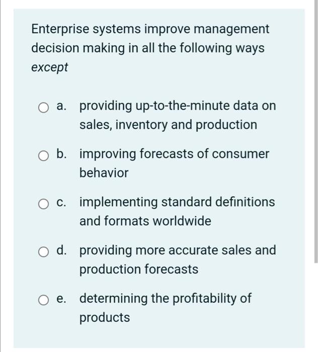 Solved Supply Chain Management Systems Are A Type Of | Chegg.com