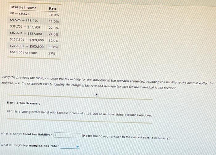 Solved Taxable income Rate $0-$9,525 10.0% $9,526$38,700 | Chegg.com