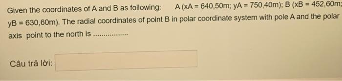 Solved Given the coordinates of A and B as following: A (XA | Chegg.com