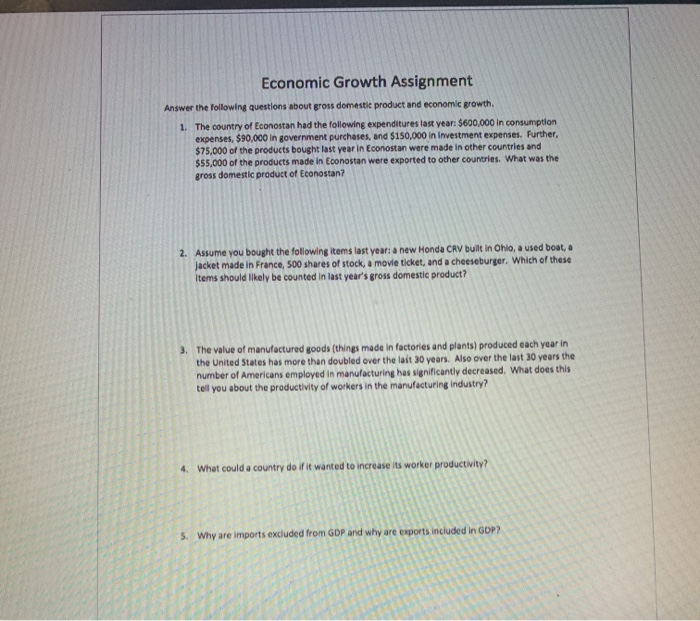 economic growth and development assignment