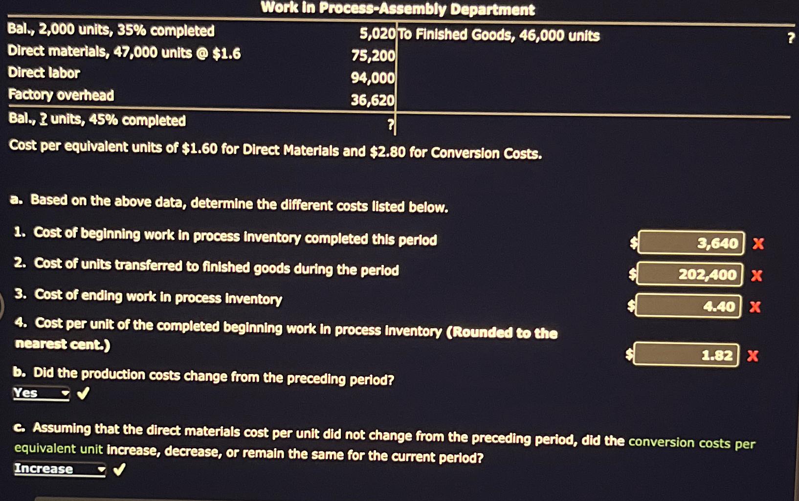 Solved Work In Process-Assembly | Chegg.com