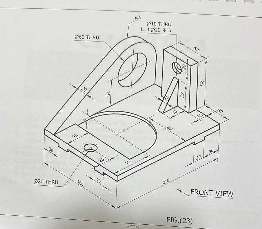Solved draw first angle projection front view top view side | Chegg.com