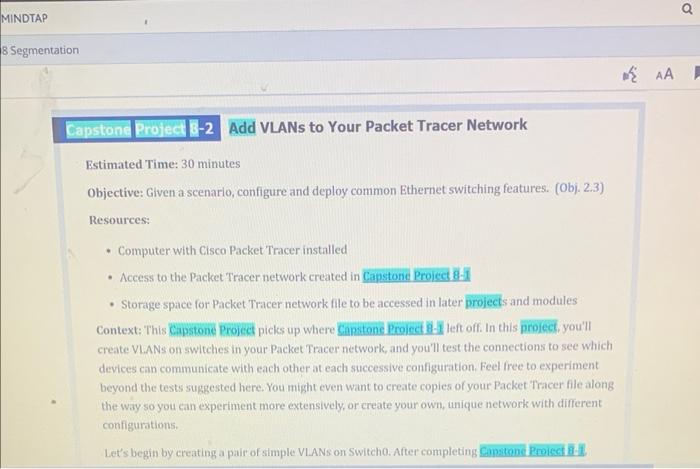 capstone project 8 2 add vlans to your packet tracer network