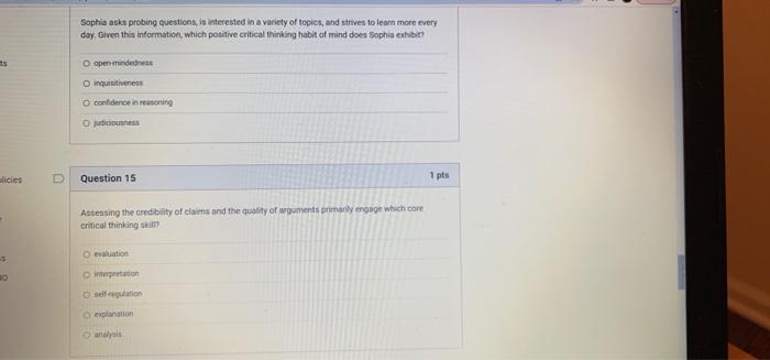 Solved Sophia asks probing questions, is interested in a | Chegg.com