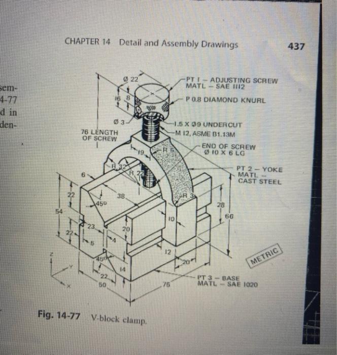 Solved complete a working drawing package for the V-clamp. | Chegg.com