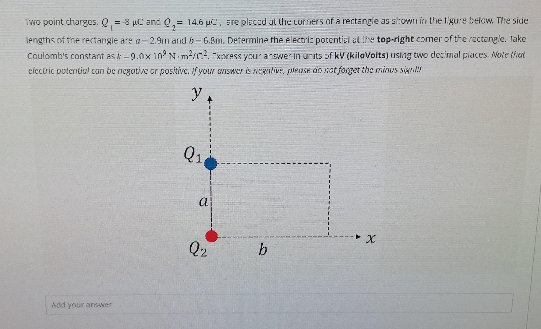 Solved Two Point Charges Q1−8μc And Q2146μc Are Placed 0358