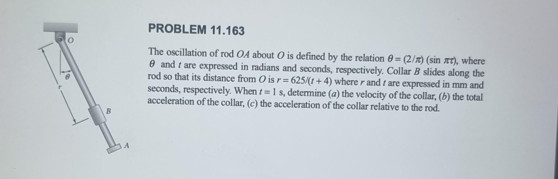 Solved The Oscillation Of Rod OA About O Is Defined By The | Chegg.com