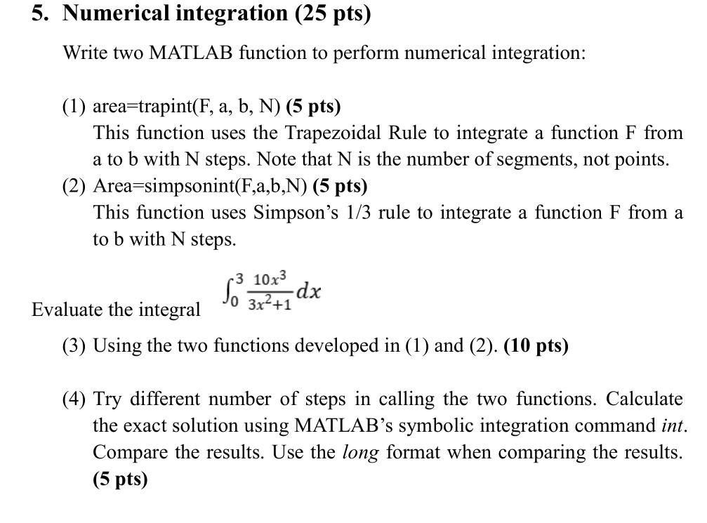 Solved I Want This Solved By Matlab. Solve It By Using | Chegg.com