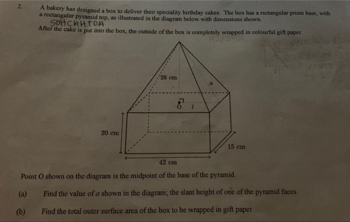 Solved 2 A Bakery Has Designed A Box To Deliver Their 