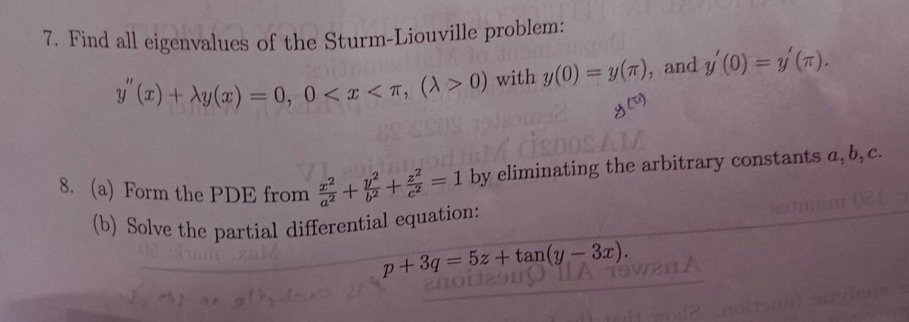 Solved 7. Find all eigenvalues of the Sturm-Liouville | Chegg.com