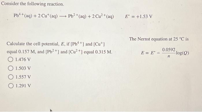 Solved Consider The Following Reaction. | Chegg.com