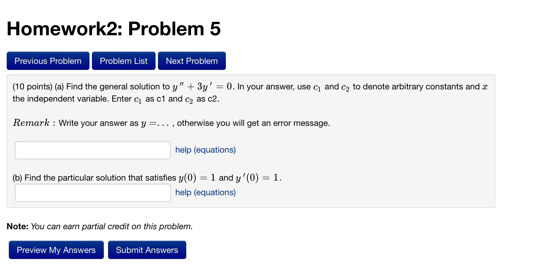 Solved (10 ﻿points) (a) ﻿Find the general solution to | Chegg.com