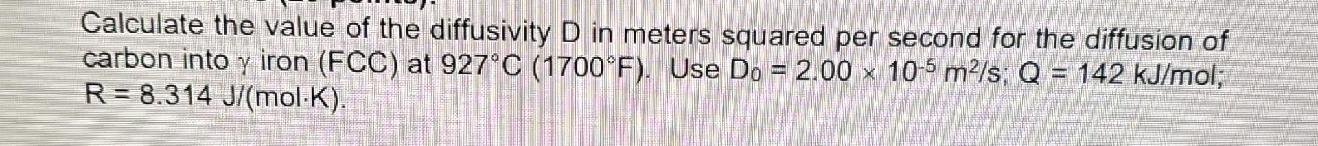 Calculate the value of the diffusivity D in meters | Chegg.com