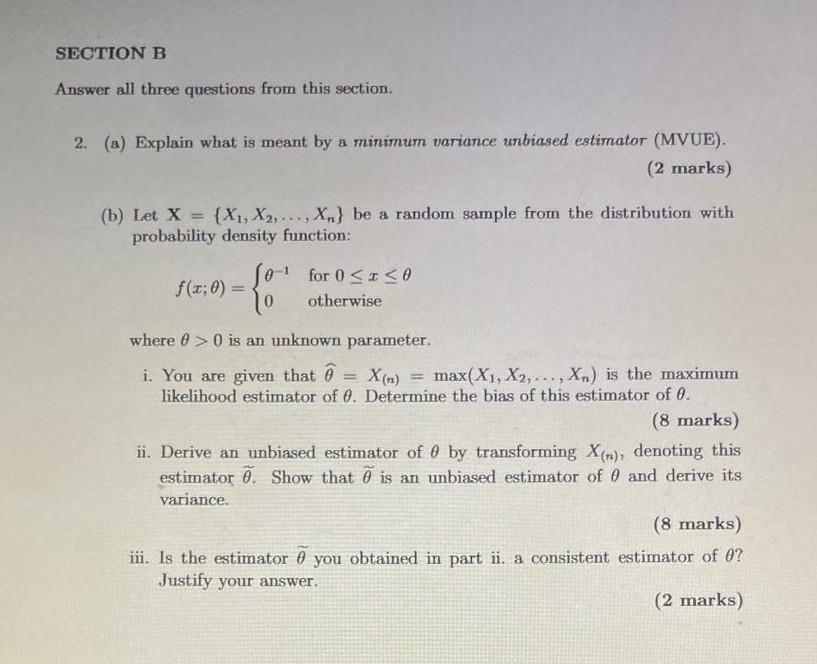 Solved SECTION B Answer All Three Questions From This | Chegg.com