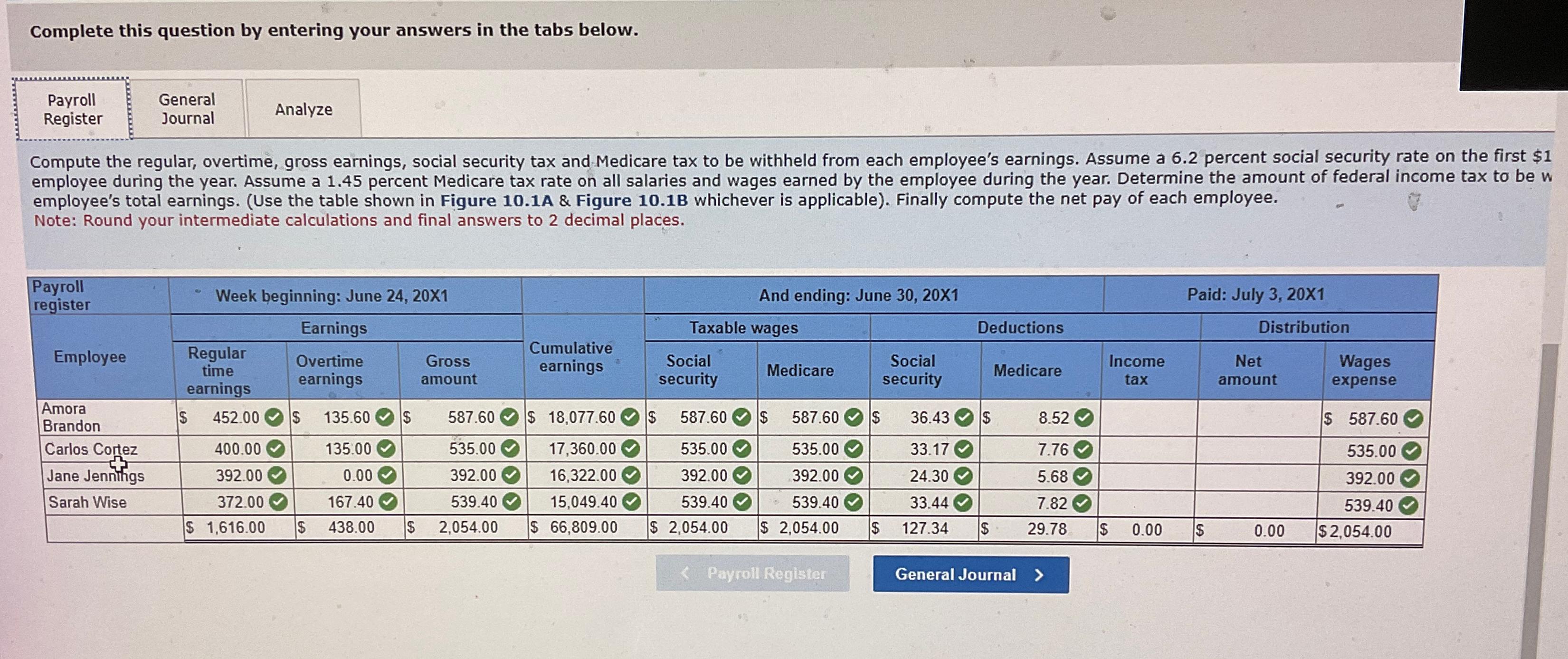 Problem 10.2A (Algo) ﻿Computing gross earnings, | Chegg.com
