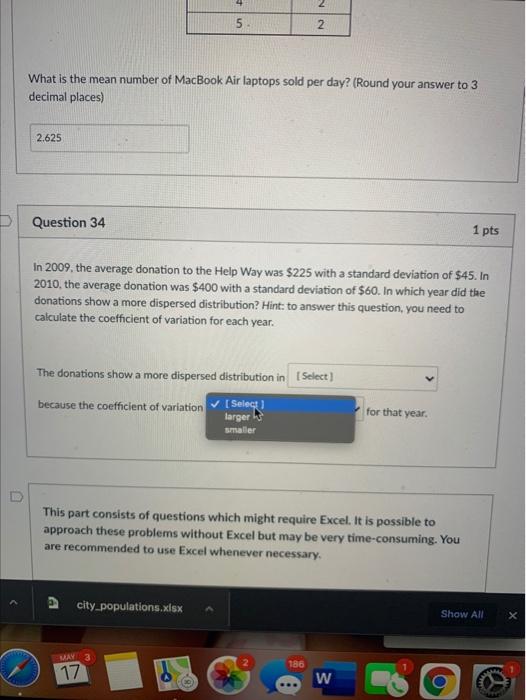 Solved S 2.625 Question 34 1 pts In 2009, the average | Chegg.com