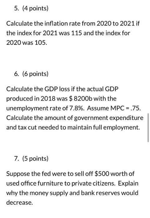 Solved Calculate the inflation rate from 2020 to 2021 if the | Chegg.com