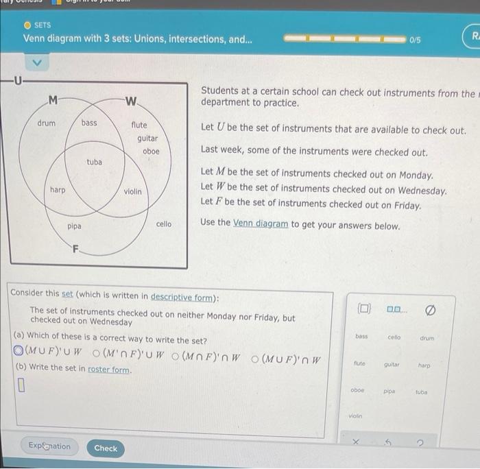Solved SETS Venn diagram with 3 sets: Unions, intersections, | Chegg.com