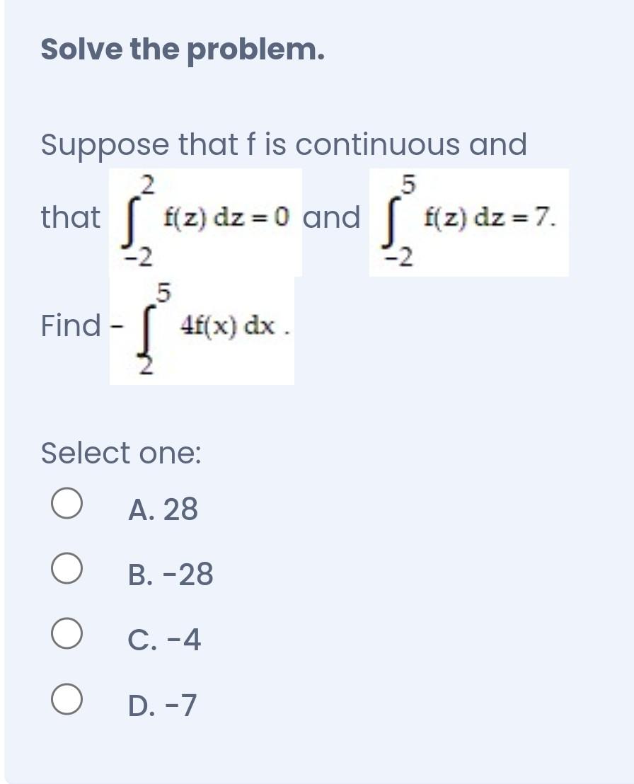 Solved Solve the problem. Suppose that fis continuous and 2 | Chegg.com