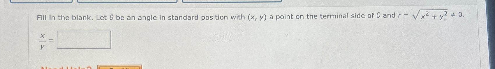 Solved Fill in the blank. Let θ ﻿be an angle in standard | Chegg.com