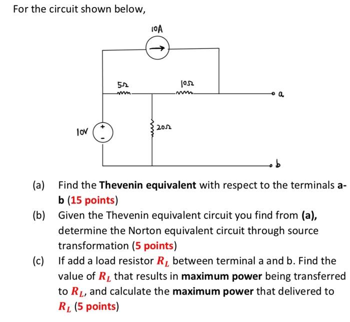 Solved For the circuit shown below, (a) Find the Thevenin | Chegg.com